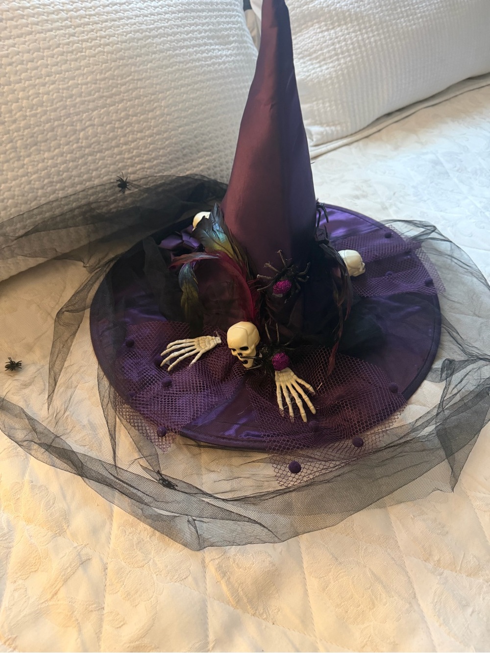 Beautiful Purple Halloween Witch Hat with Skull Accent boutique bought